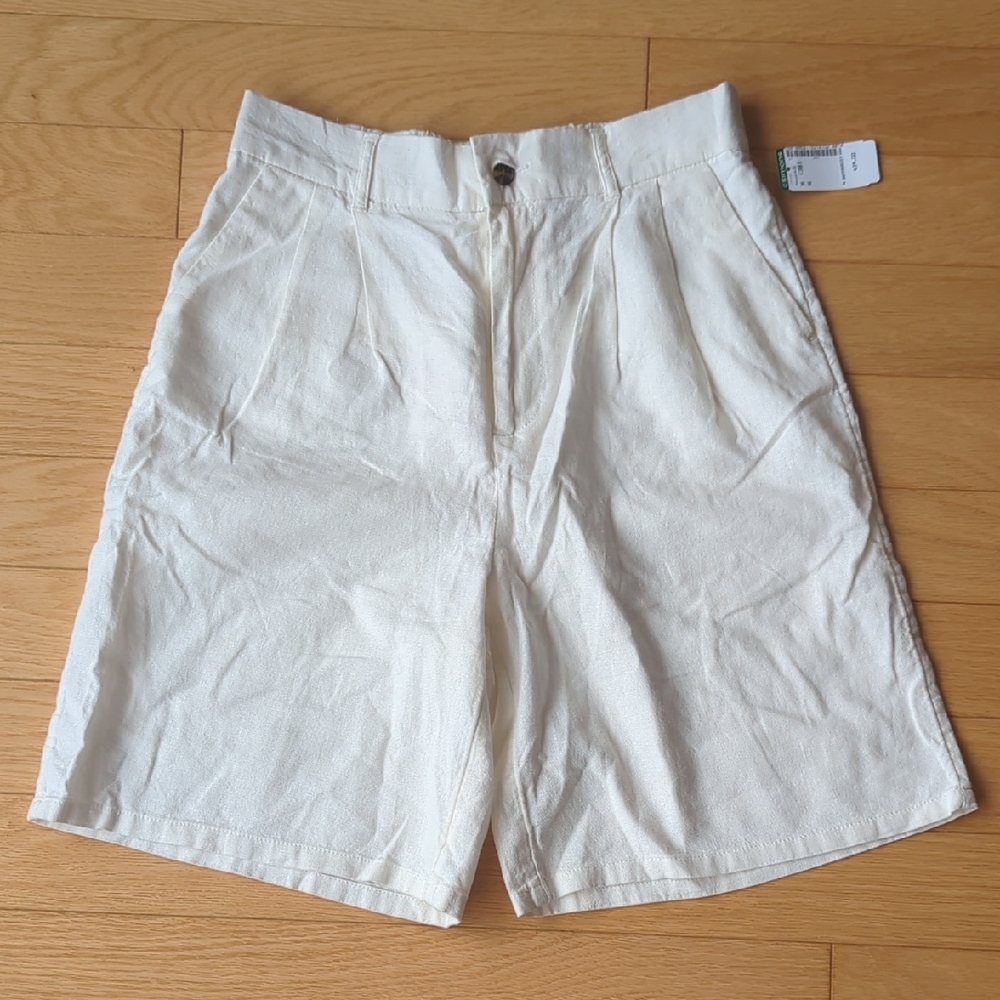 Simons Only White Linen-Blend Bermuda Shorts size 6